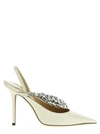 Jimmy Choo Strap Stiletto Sling Back Pointed Toe Pumps In White