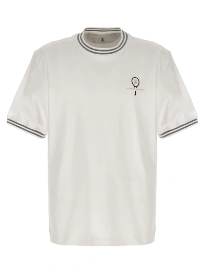 Brunello Cucinelli Logo T-shirt In Blanco