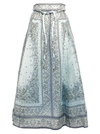 Zimmermann Matchmaker Printed Linen And Silk-blend Midi Skirt In Light Blue