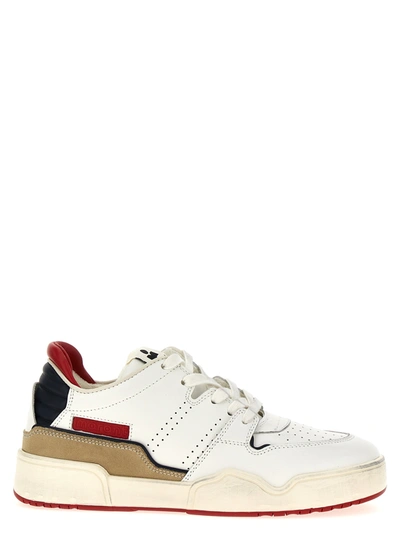Marant Emreeh Distressed Suede-trimmed Leather Trainers In White
