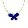 ARIANA RABBANI DIAMOND LAPIS BUTTERFLY NECKLACE (MEDIUM) YELLOW GOLD