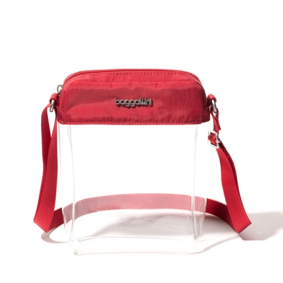 Baggallini Clear Stadium Explorer Crossbody In Red