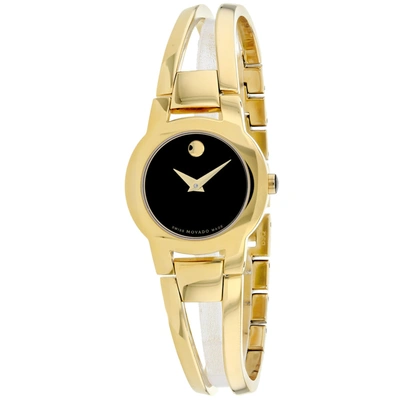 Movado Women's Black Dial Watch In Gold