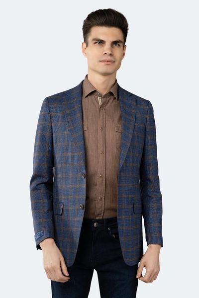 Luchiano Visconti Navy Plaid Sportcoat In Grey