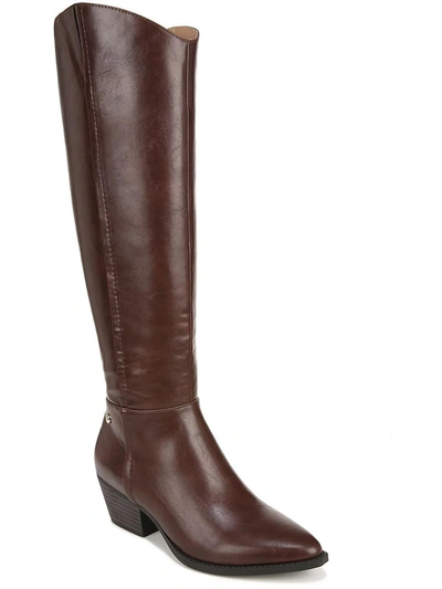 Lifestride Reese Womens Faux Leather Wide Calf Knee-high Boots In Brown