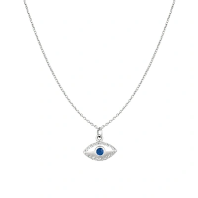 Ariana Rabbani Diamond & Sapphire Evil Eye Necklace White Gold