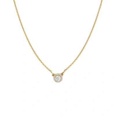 Ariana Rabbani Diamond Solitaire With Pave Diamonds Necklace Yellow Gold