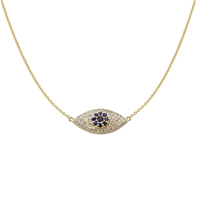 Ariana Rabbani Diamond & Blue Sapphire Evil Eye Necklace Yellow Gold