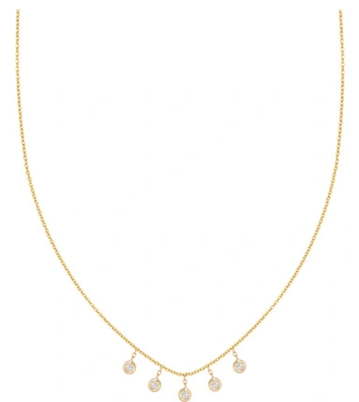 ARIANA RABBANI FIVE BEZEL-SET DIAMOND DANGLE NECKLACE YELLOW GOLD
