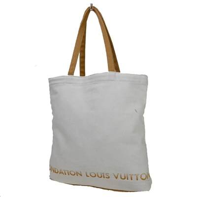 Pre-owned Louis Vuitton Fondation Cotton Shoulder Bag () In White