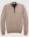Johnnie-o Baron Half Zip Wool Blend Sweater In Oatmeal In White