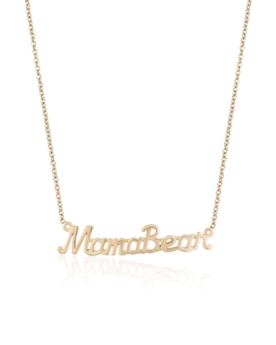 Ariana Rabbani Mamabear Nameplate Necklace Yellow Gold