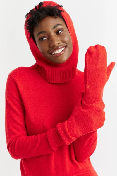 Chinti & Parker Uk Bright-red Wool-cashmere Mittens