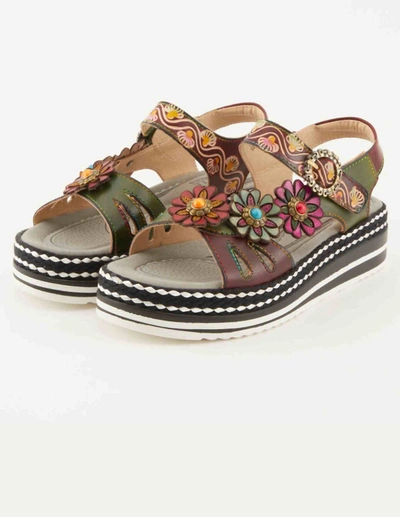 Spring Step Shoes Laga Slingback Sandals In Plum Multi