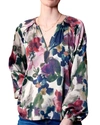 GO BY GO SILK PRINTED TOP IN WINE/ROSES
