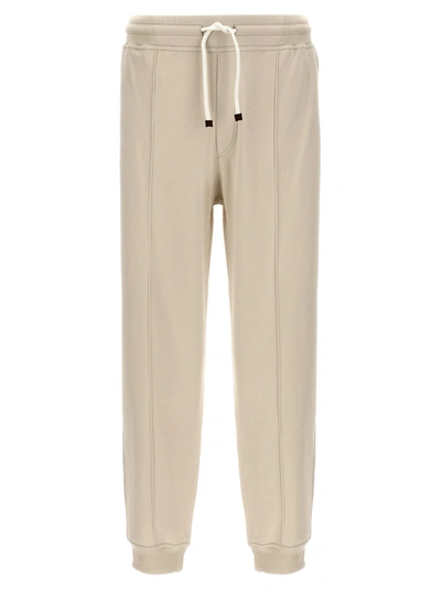 BRUNELLO CUCINELLI CENTRAL STITCHING JOGGERS PANTS BEIGE