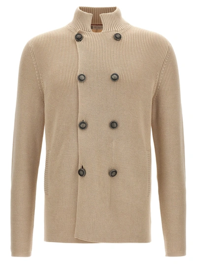 Brunello Cucinelli Double-breasted Cardigan In Beis