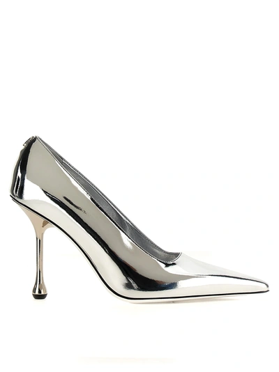 Jimmy Choo Ixia 95 Sandal In Mirror Effect Leather In Silver