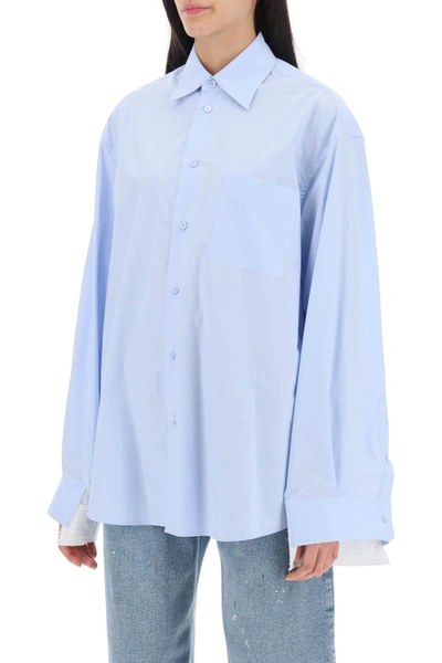 Mm6 Maison Margiela Ladies Blue Cape-effect Poplin Shirt In Light Blue