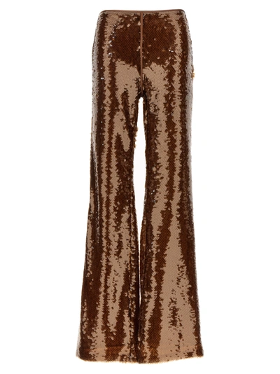 Alberta Ferretti Sequin Trousers In Brown