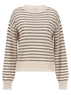 Brunello Cucinelli Streiped Cotton Round Neck Pull