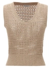 Brunello Cucinelli Sequin-embellished Open-knit Cotton-blend Vest
