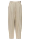 Brunello Cucinelli Beige Pants With Monil Detail On The Loop And Pences In Viscose And Linen Blend Woman In Neutral