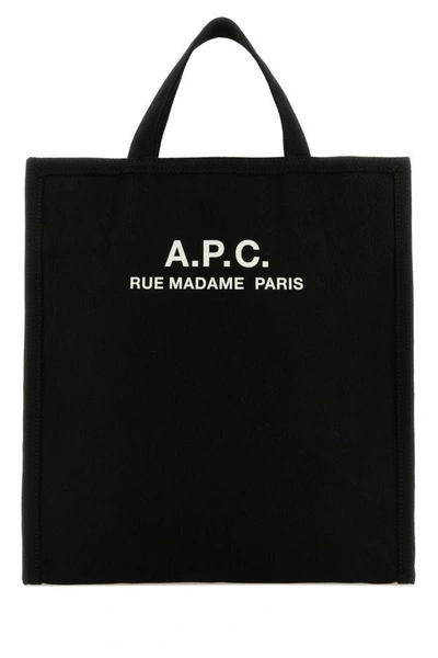 Apc A.p.c. Man Black Canvas Cabas Shopping Bag