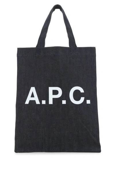 Apc A.p.c. Man Denim Shopping Bag In Blue