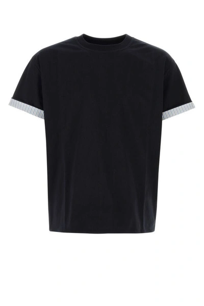 Bottega Veneta Double Layer Striped T-shirt In Black