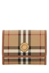 BURBERRY BURBERRY WOMAN PRINTED CANVAS AND LEATHER SMALL WALLET