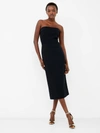 French Connection Echo Crepe Strapless Midi Dress Blackout In Black