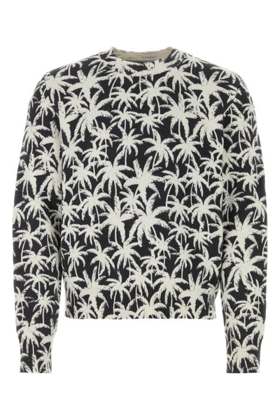 Palm Angels Palm Tree-print Fine-knit Jumper In Multicolor