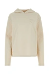 PRADA PRADA WOMAN SAND STRETCH COTTON OVERSIZE SWEATSHIRT