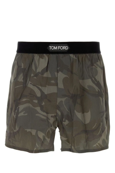 Tom Ford Man Printed Stretch Satin Boxer In Multicolor