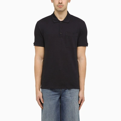 Valentino Polo Shirt With V Detail In Blue