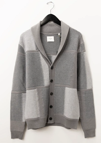 Billy Reid Patchwork Cardigan - Washed Grey Melange Multi