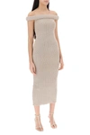 Totême Off-shoulders Smocked Maxi Dress In Beige, Neutro