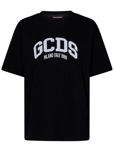 Gcds Black Cotton T-shirt In Nero