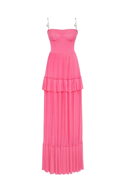 Milla Barbie Pink Spaghetti Strap Pleated Maxi Dress, Garden Of Eden