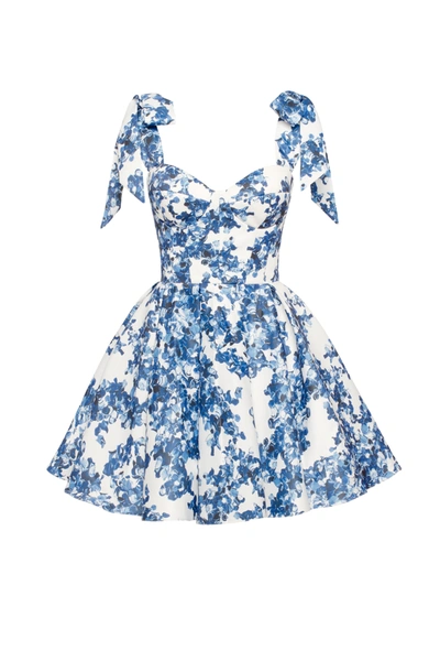 Milla Marvelous Blue Hydrangea Mini Dress On Straps, Garden Of Eden In Blue-double