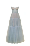 Milla Ocean Wave Tulle Maxi Dress With Ruffled Skirt, Garden Of Eden In Ocean Wave