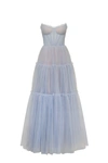 Milla Cloudy Blue Tulle Maxi Dress With Ruffled Skirt, Garden Of Eden In Dark Blue