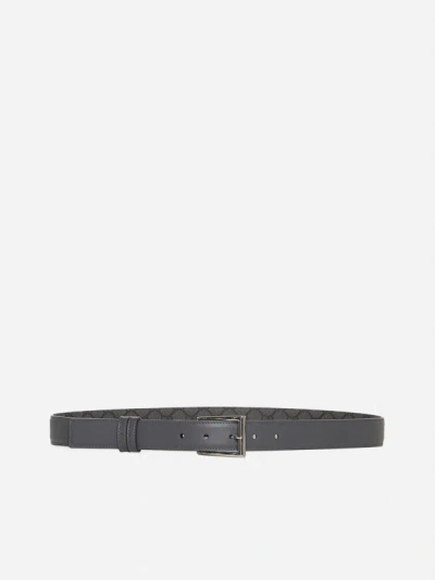 Gucci Leather And Gg Canvas Reversible Belt In Grey