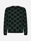 Gucci Gg Wool Jacquard Sweater In Black,green