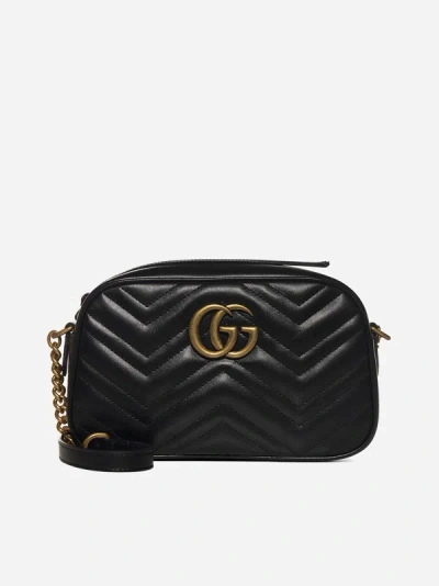 Gucci Gg Marmont Quilted Leather Small Shoulder Bag In Black