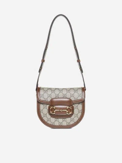 Gucci Horsebit 1955 Gg Fabric Mini Bag In Beige,brown