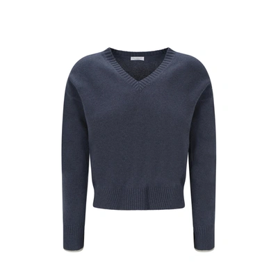 Brunello Cucinelli V-neck Sweater In Blue
