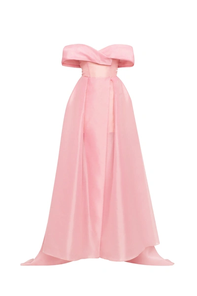 MILLA SOPHISTICATED OFF-THE-SHOULDER MISTY ROSE MAXI DRESS, GARDEN OF EDEN