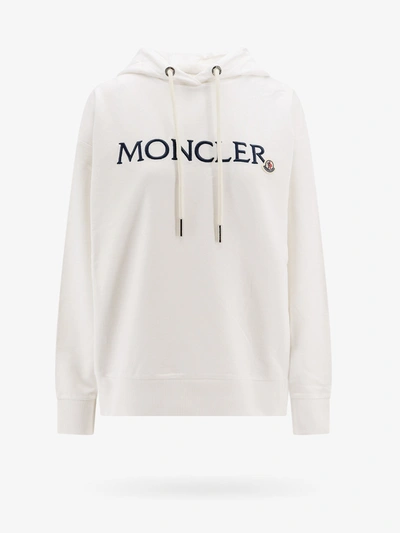 Moncler Logo刺绣棉抽绳连帽衫 In White